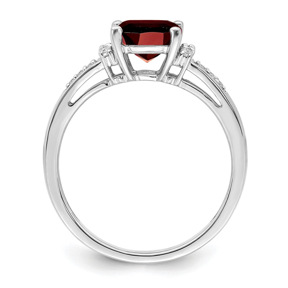 14k white gold cushion garnet and real diamond ring rm6031 ga 009 wa