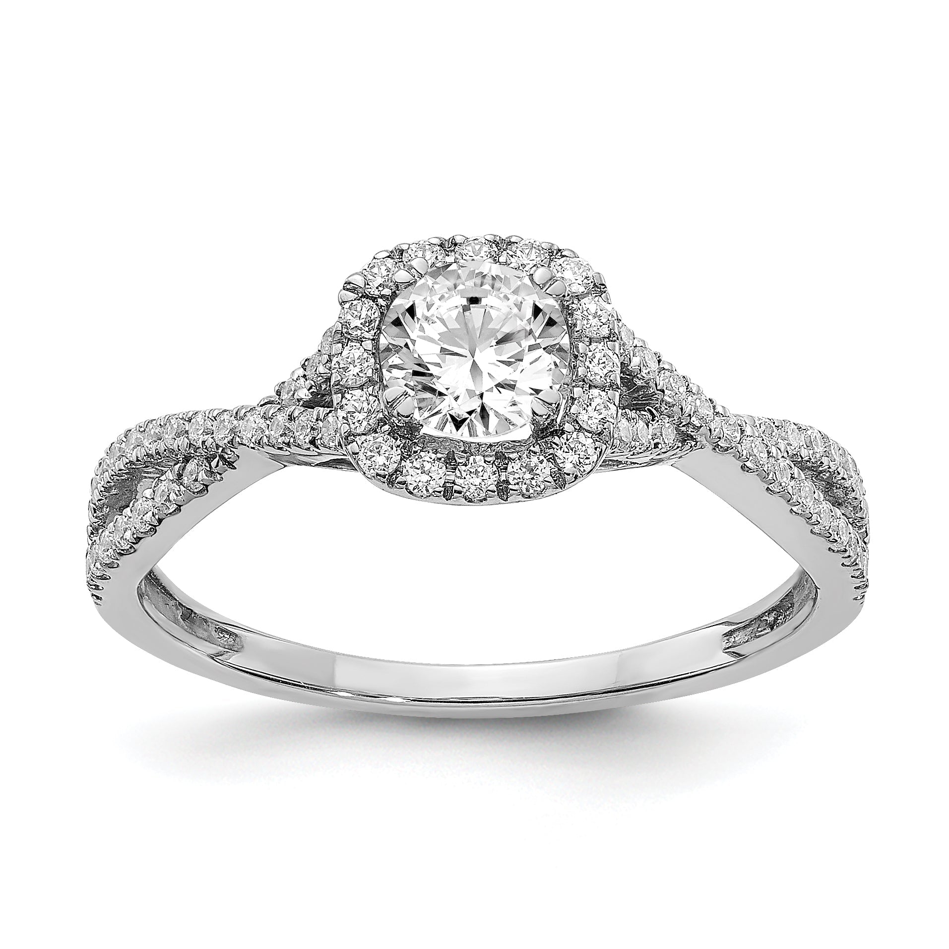 0.40ct. CZ Solid Real 14k White Gold Engagement Ring
