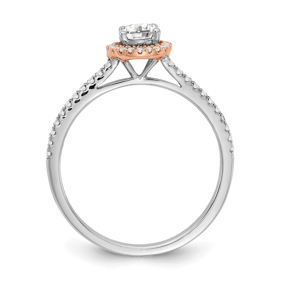 1/2 Ct. Natural Round Diamond Halo Engagement Bridal Ring 14K White u0026 Rose Gold