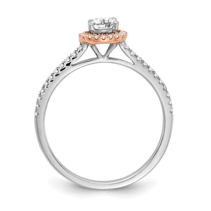 1/2 Ct. Natural Round Diamond Halo Engagement Bridal Ring 14K White u0026 Rose Gold