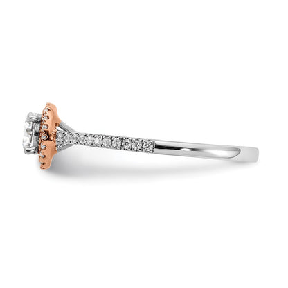 1/2 Ct. Natural Round Diamond Halo Engagement Bridal Ring 14K White u0026 Rose Gold