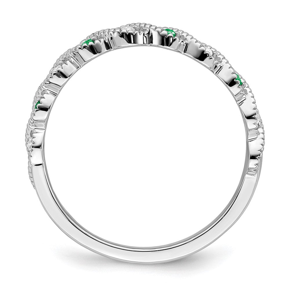 14k white gold emerald and real diamond twist band rm6050 em 008 wa