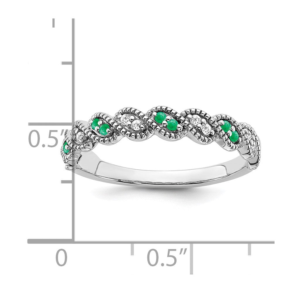 14k white gold emerald and real diamond twist band rm6050 em 008 wa