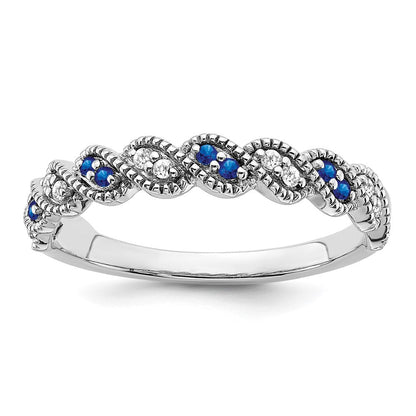 14k white gold sapphire and real diamond twist band rm6050 sa 008 wa