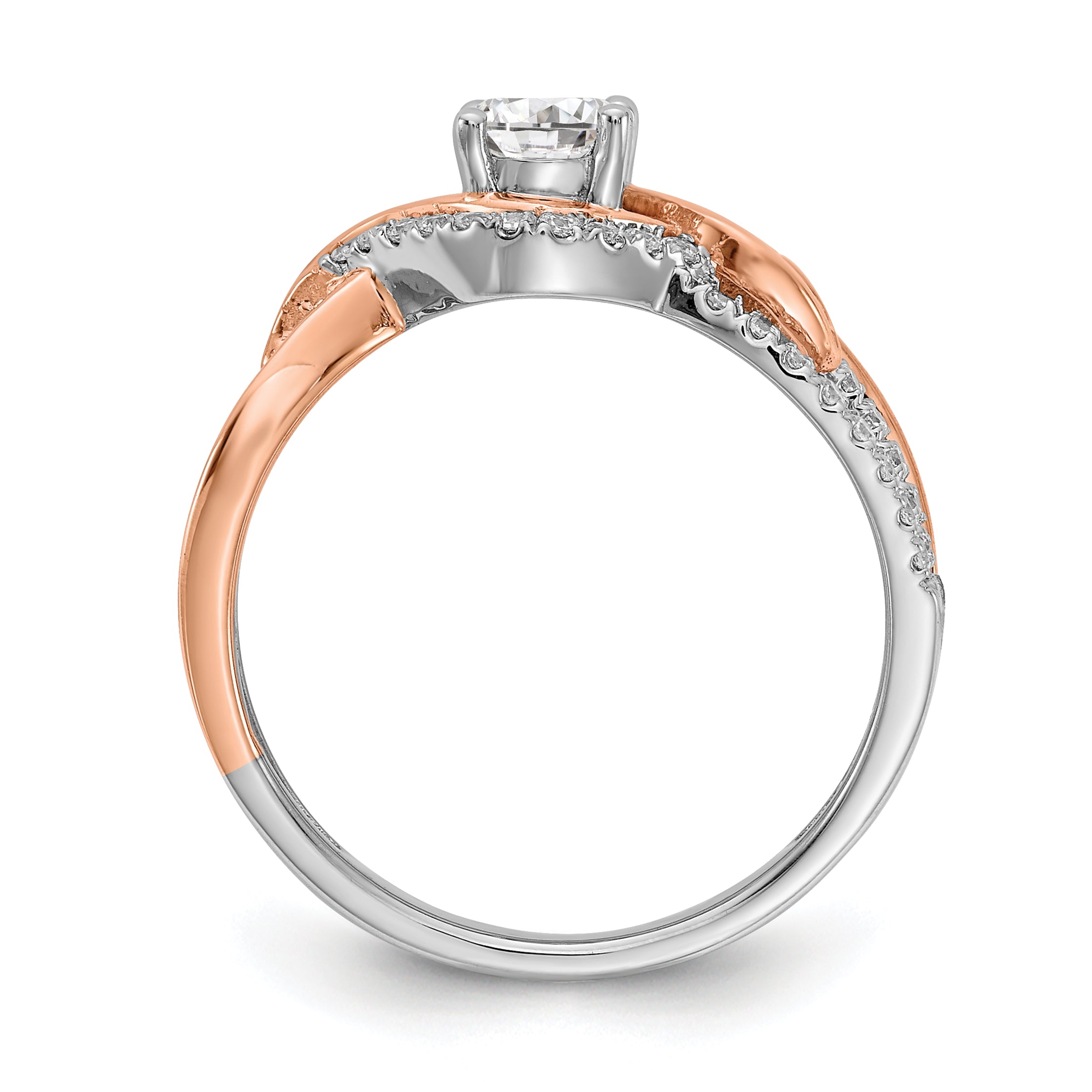 0.45ct. CZ Solid Real 14k White u0026 Rose Gold Engagement Ring