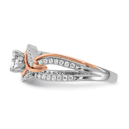 0.45ct. CZ Solid Real 14k White u0026 Rose Gold Engagement Ring