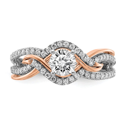 0.45ct. CZ Solid Real 14k White u0026 Rose Gold Engagement Ring