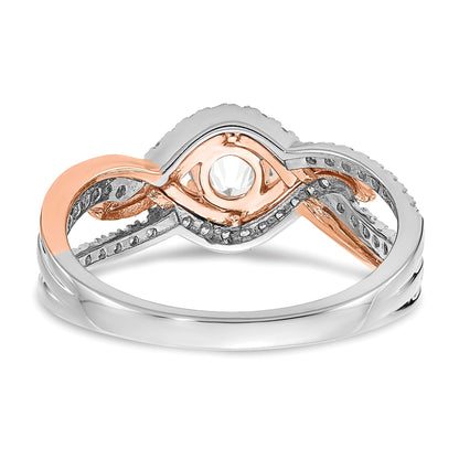 0.45ct. CZ Solid Real 14k White u0026 Rose Gold Engagement Ring