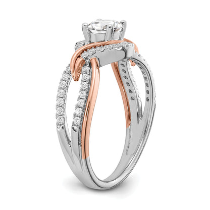 0.45ct. CZ Solid Real 14k White u0026 Rose Gold Engagement Ring