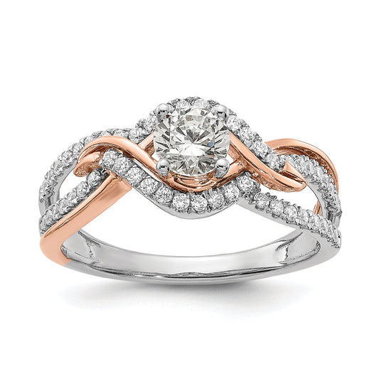 0.45ct. CZ Solid Real 14k White u0026 Rose Gold Engagement Ring