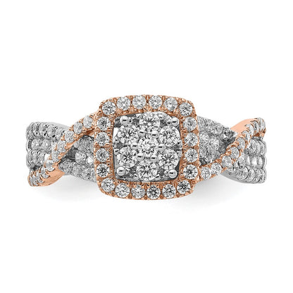 1.55ct. CZ Solid Real 14k White & Rose Gold Fashion Wedding Band Ring