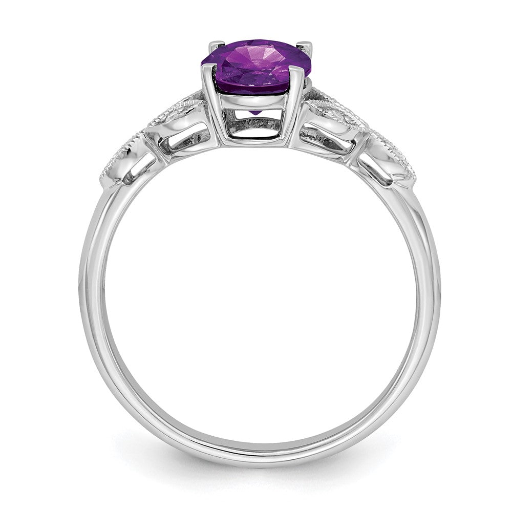 14k white gold oval amethyst and real diamond ring rm6090 am 004 wa