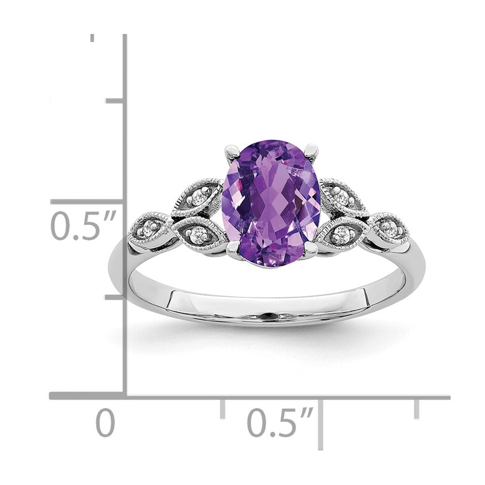 14k white gold oval amethyst and real diamond ring rm6090 am 004 wa