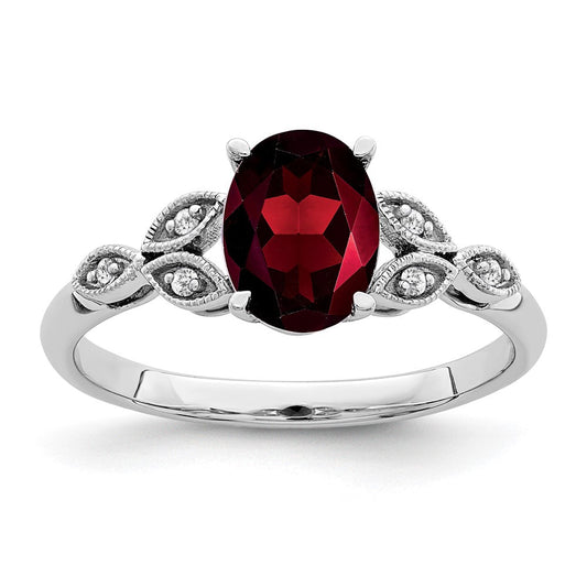 14k white gold oval garnet and real diamond ring rm6090 ga 004 wa