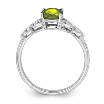14k white gold oval peridot and real diamond ring rm6090 pe 004 wa