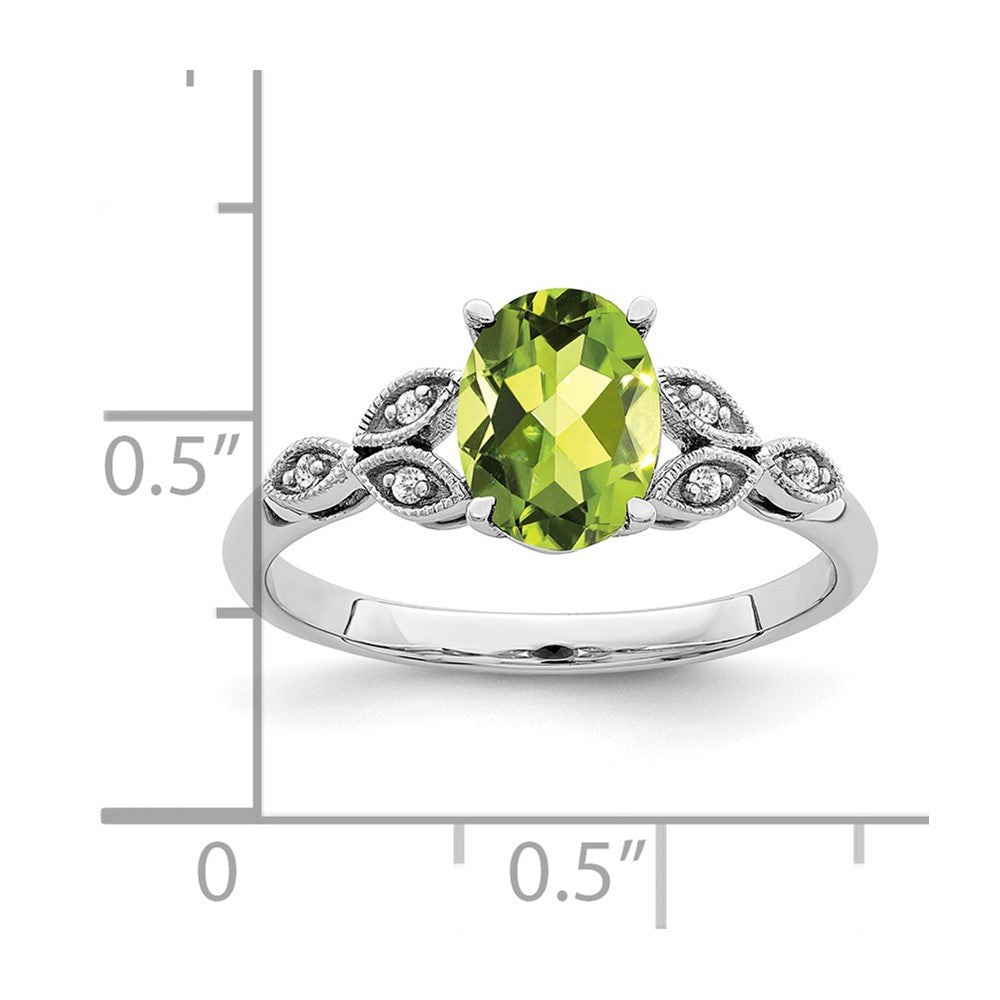14k white gold oval peridot and real diamond ring rm6090 pe 004 wa