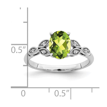 14k white gold oval peridot and real diamond ring rm6090 pe 004 wa