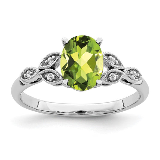 14k white gold oval peridot and real diamond ring rm6090 pe 004 wa