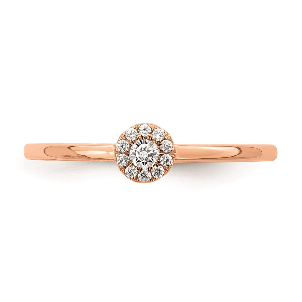 0.10ct. CZ Solid Real 14k Rose Gold Complete Promise Ring