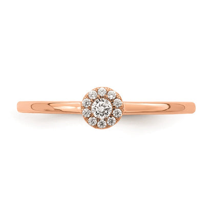 0.10ct. CZ Solid Real 14k Rose Gold Complete Promise Ring