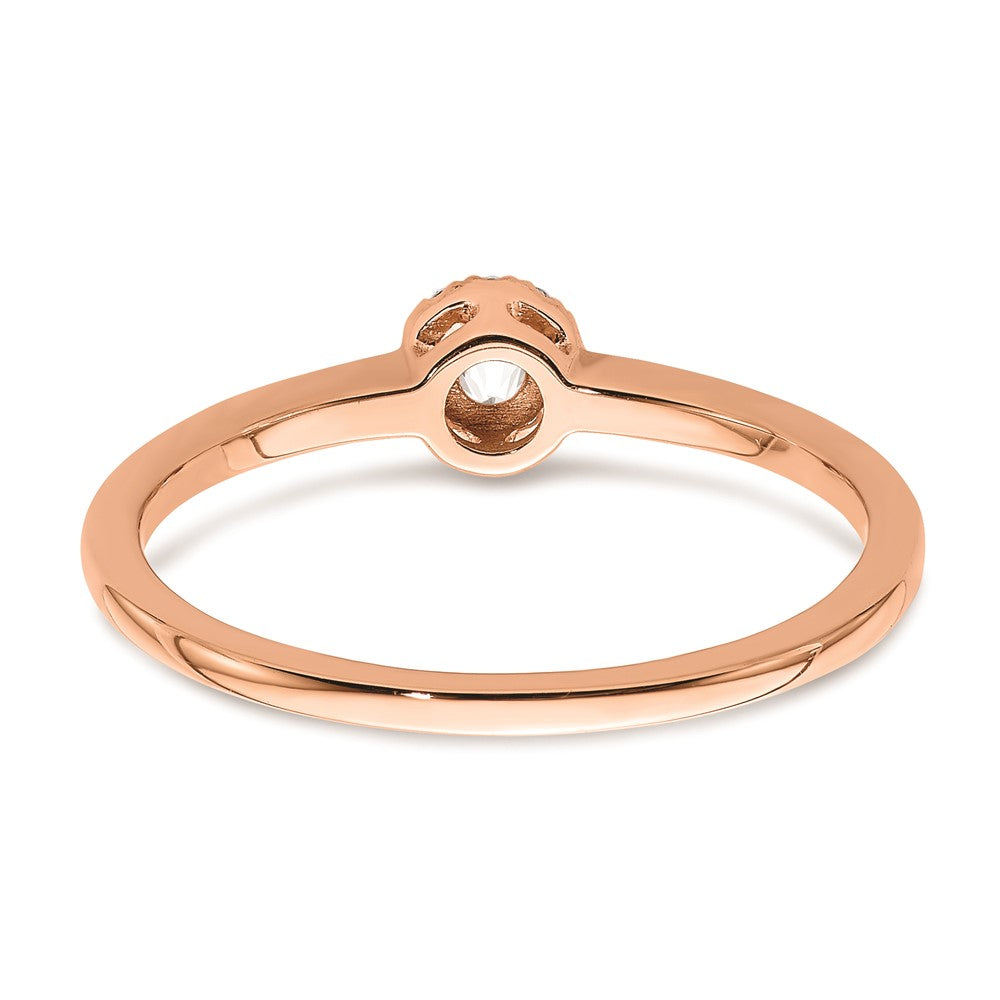 0.10ct. CZ Solid Real 14k Rose Gold Complete Promise Ring