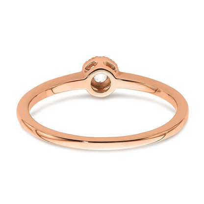 0.10ct. CZ Solid Real 14k Rose Gold Complete Promise Ring