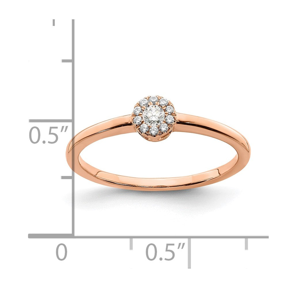 0.10ct. CZ Solid Real 14k Rose Gold Complete Promise Ring