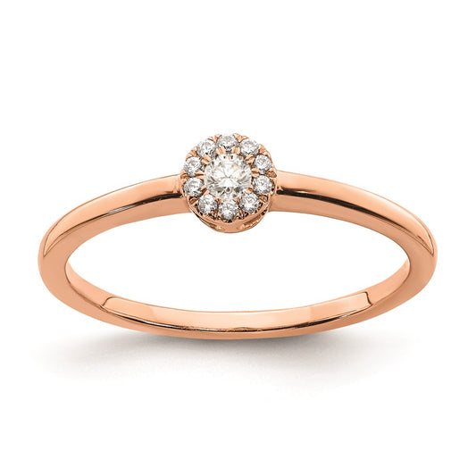 0.10ct. CZ Solid Real 14k Rose Gold Complete Promise Ring
