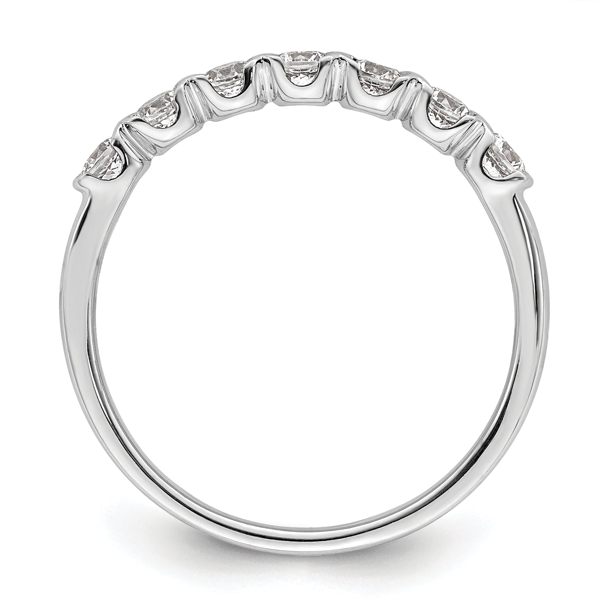 0.50ct. CZ Solid Real 14K White Complete 7-Stone Wedding Wedding Band Ring