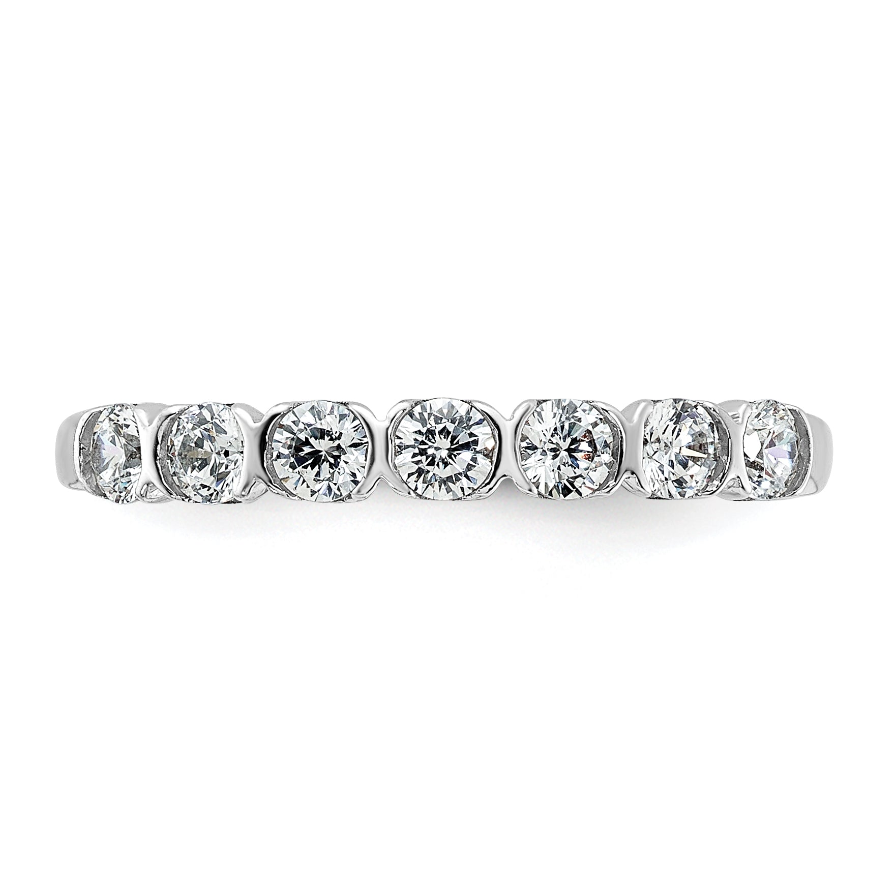 0.50ct. CZ Solid Real 14K White Complete 7-Stone Wedding Wedding Band Ring