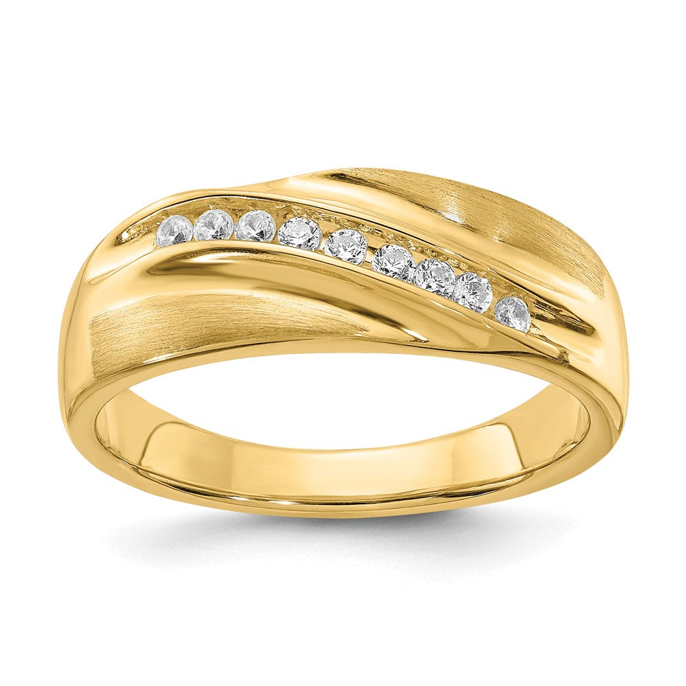 14k yellow gold real diamond mens band : satin e w rm6110b 020 yaa