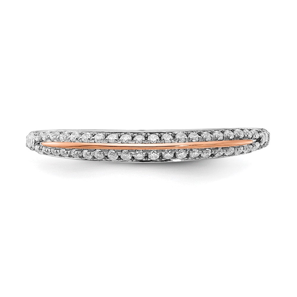 0.25ct. CZ Solid Real 14k White & Rose Gold Fashion Wedding Band Ring