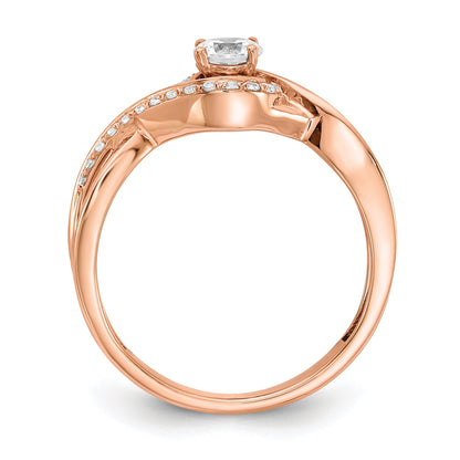 0.33ct. CZ Solid Real 14k Rose Gold Engagement Ring