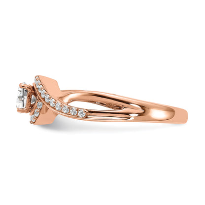 0.33ct. CZ Solid Real 14k Rose Gold Engagement Ring