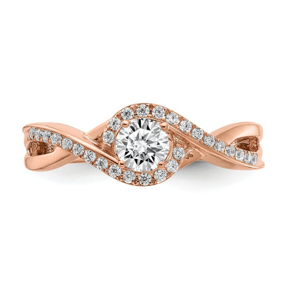 0.33ct. CZ Solid Real 14k Rose Gold Engagement Ring