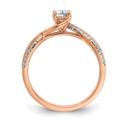 0.33ct. CZ Solid Real 14k Rose Gold Engagement Ring
