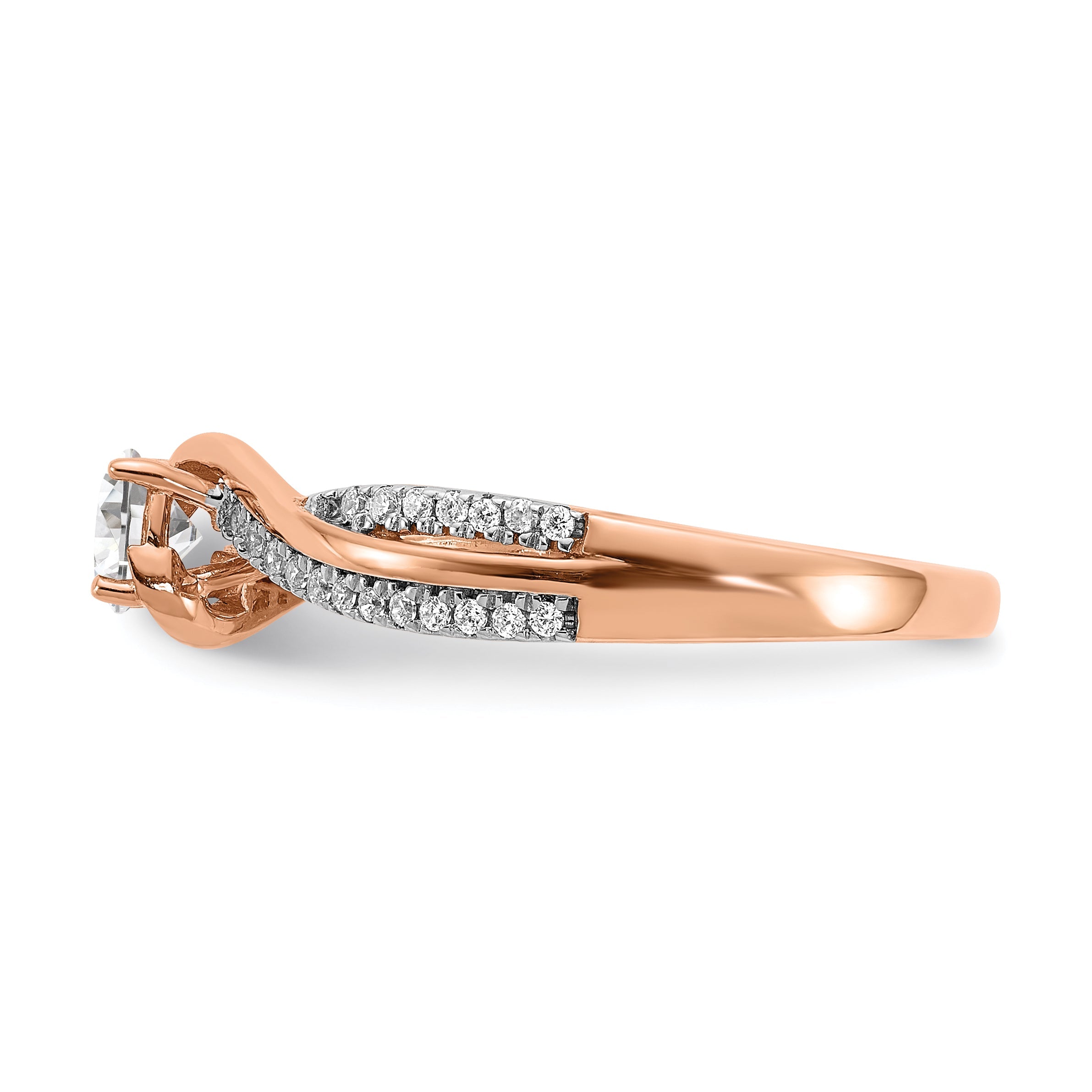 0.33ct. CZ Solid Real 14k Rose Gold Engagement Ring