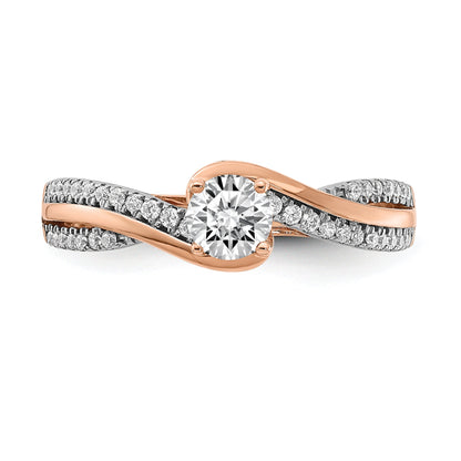 0.33ct. CZ Solid Real 14k Rose Gold Engagement Ring