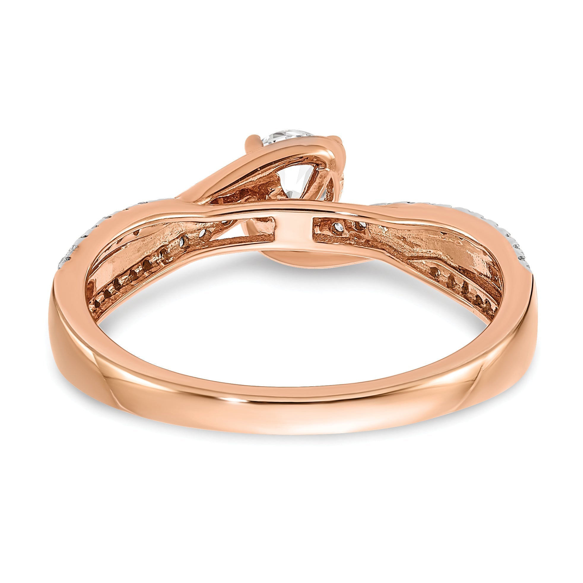 0.33ct. CZ Solid Real 14k Rose Gold Engagement Ring