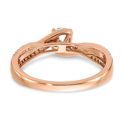0.33ct. CZ Solid Real 14k Rose Gold Engagement Ring