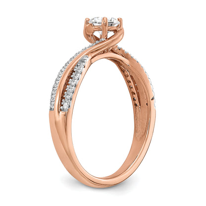 0.33ct. CZ Solid Real 14k Rose Gold Engagement Ring