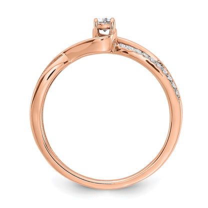 1/3 Ct. Natural Round Diamond By-Pass Engagement Bridal Ring 14K Rose Gold