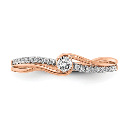 1/3 Ct. Natural Round Diamond By-Pass Engagement Bridal Ring 14K Rose Gold