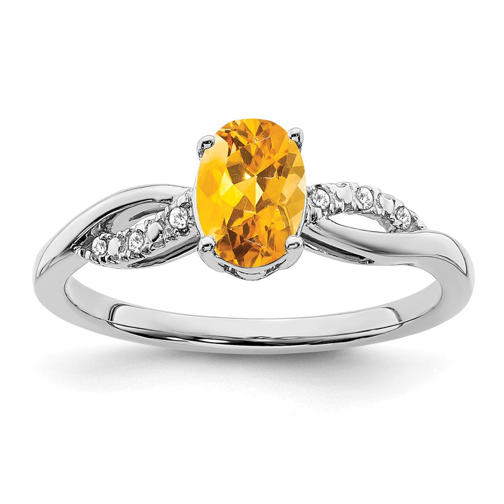 14k white gold oval citrine and real diamond ring rm6146 ci 005 wa