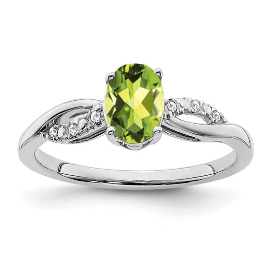 14k white gold oval peridot and real diamond ring rm6146 pe 005 wa