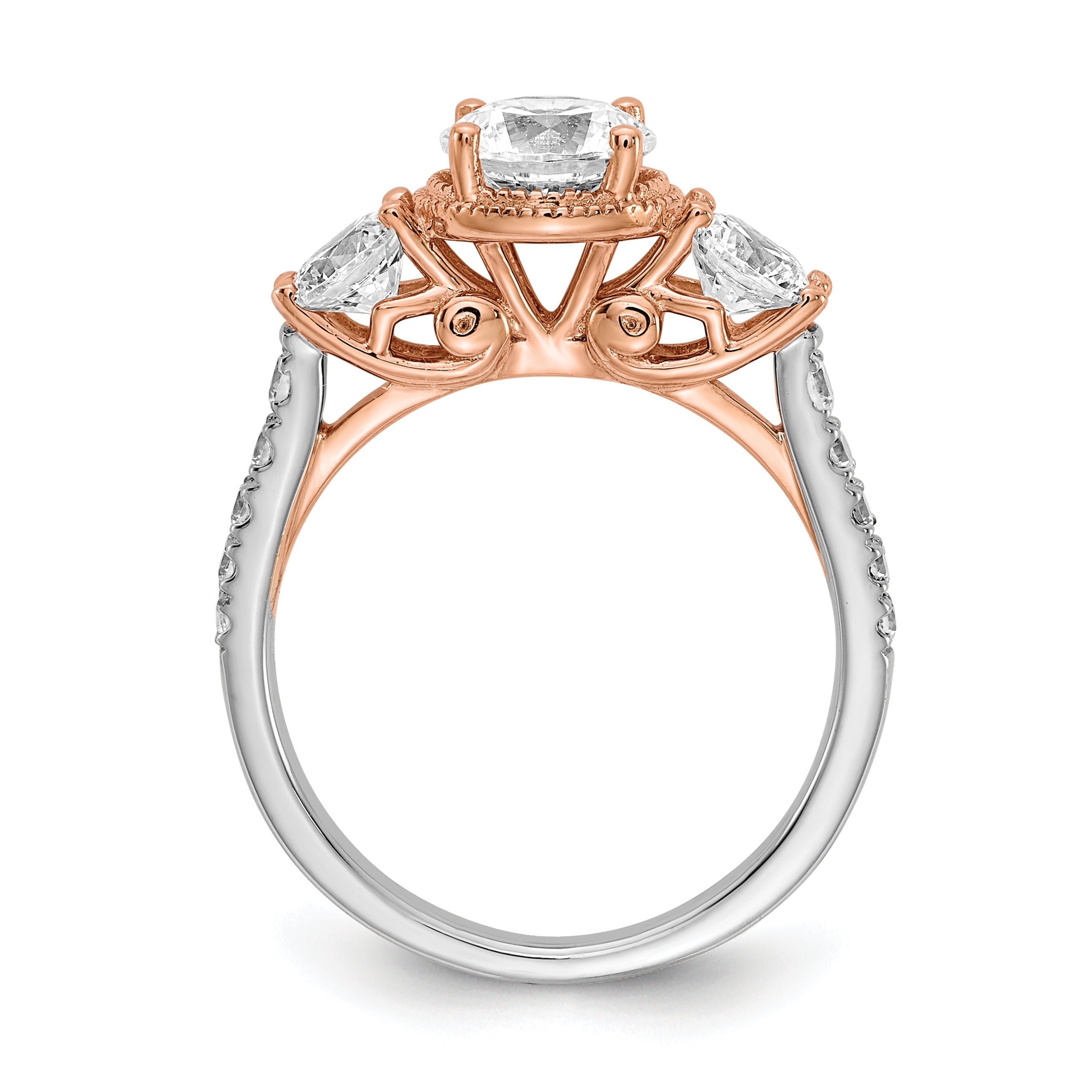 1.00ct. CZ Solid Real 14k White u0026 Rose Gold Engagement Ring