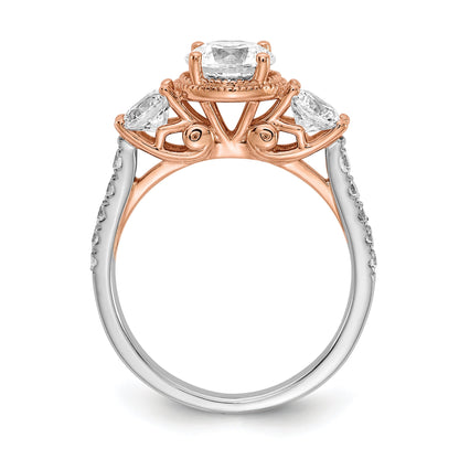 1.00ct. CZ Solid Real 14k White u0026 Rose Gold Engagement Ring
