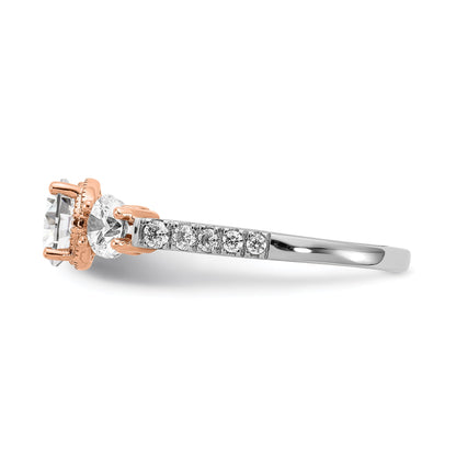 1.00ct. CZ Solid Real 14k White u0026 Rose Gold Engagement Ring