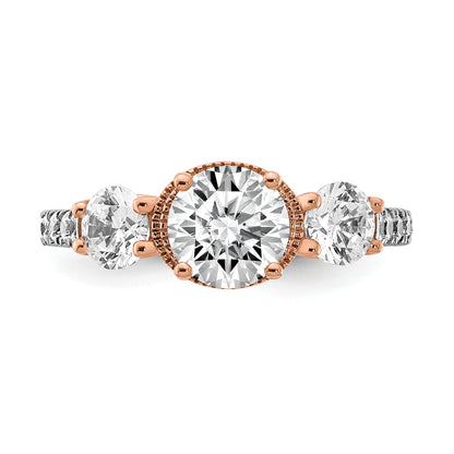 1.00ct. CZ Solid Real 14k White u0026 Rose Gold Engagement Ring