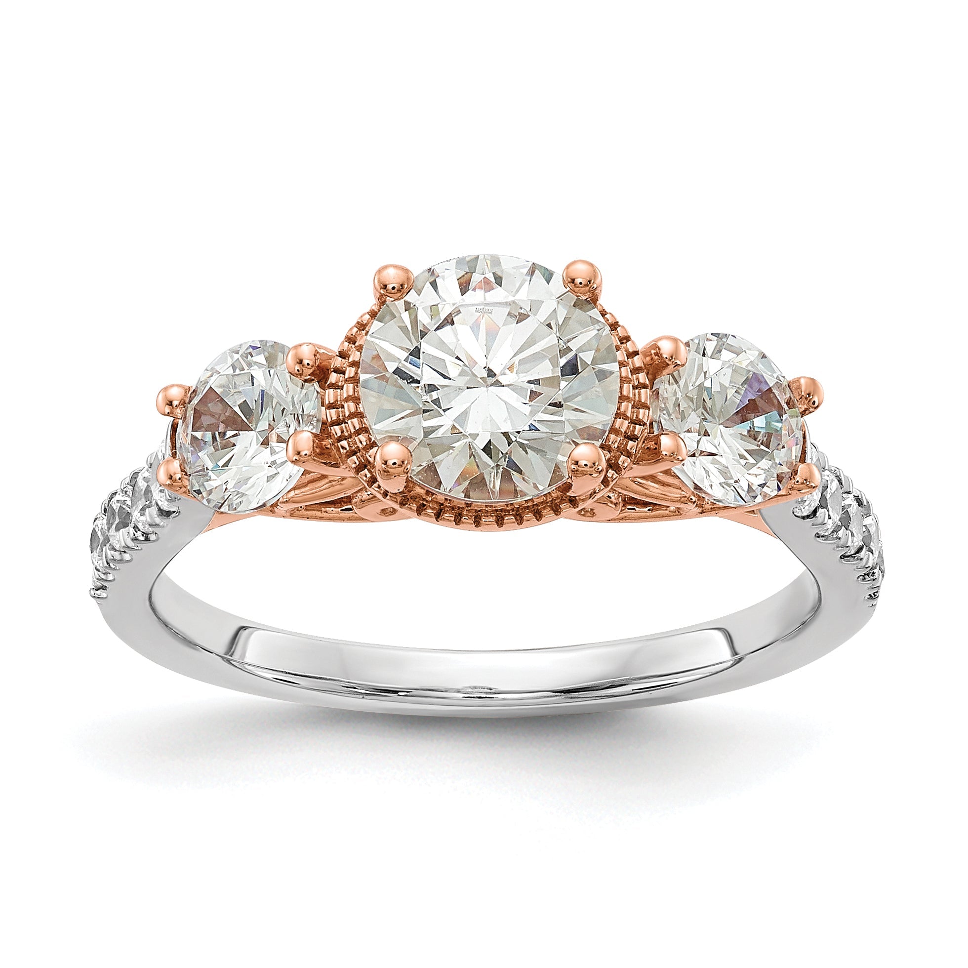 1.00ct. CZ Solid Real 14k White u0026 Rose Gold Engagement Ring